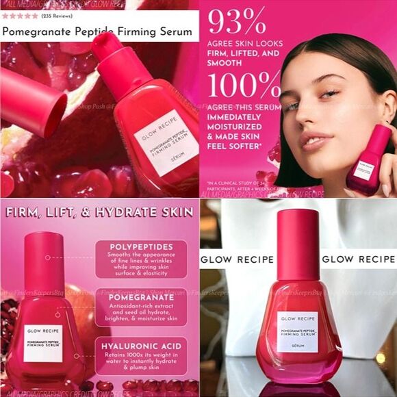 Glow Recipe Pomegranate Peptide Firming Serum Antiaging Fine Lines Plumping - Picture 1 of 12